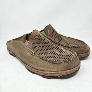 OLUKAI Men's Moloa Kohana Leather Slip On Loafer Shoes Convertible Mules Sz 9.5
